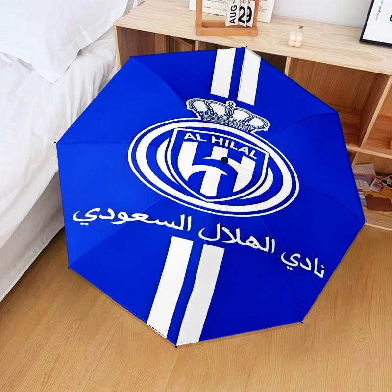 Al Hilal Emblem Design Umbrella Folding umbrella, automatic umbrella 8-Frame for Travel, camping Use Gift for Halloween Christmas