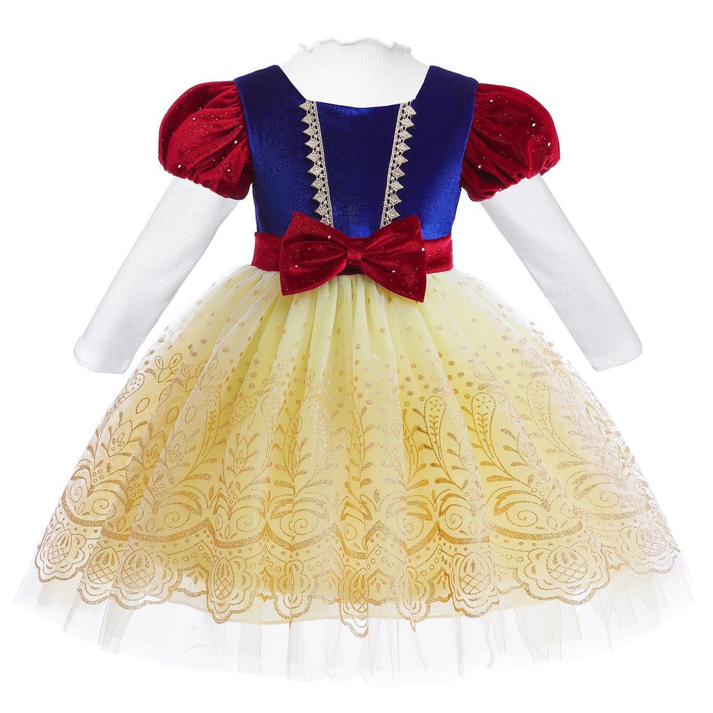Girls' Western Style Velvet Puff Sleeve Snow White Lolita Dress
