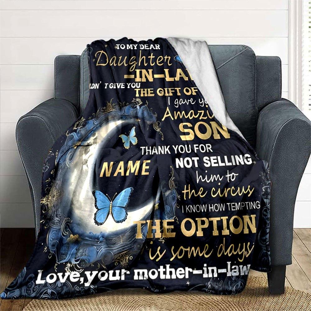 Gift Of Life To Dear Daughter In Law Multi Purpose Customizable Blanket Customize Your Name Comfortable Great For Sofa Couch Office Bed Picnics Four