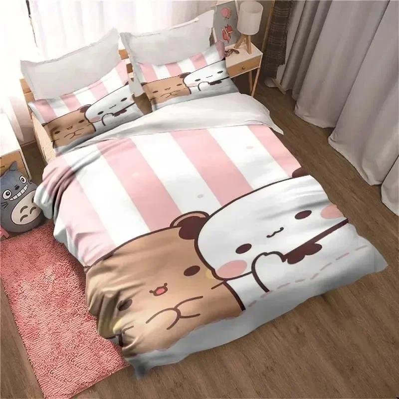 Bubu Dudu Cartoon Cute Bear Kawaii Christmas Gift Bedding Set Printed Set With Pillowcase Bed Duvet Cover Soft Bedclothes Home