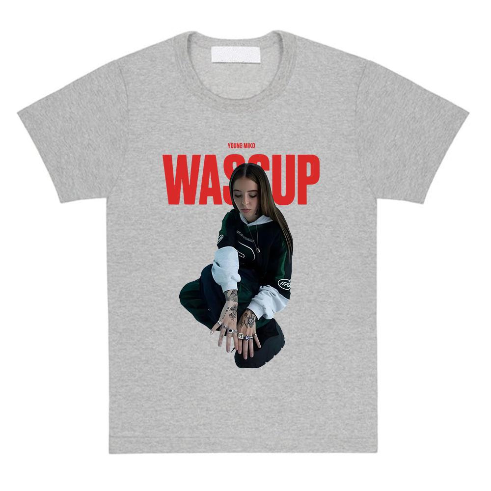 Young Miko WASSUP Single 2026 T-shirt Short Sleeve Women O-neck Tshirts Singer Graphic Printing T Shirt Unisex Streetwear Female