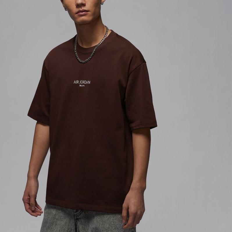 Jordan Letter Embroidery Sports Casual Short Sleeve T-Shirt Men Tops Deep-Red HJ2321-227