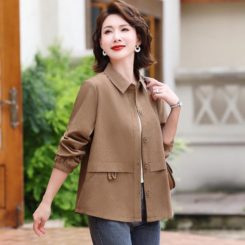 Elegant Spring/Autumn Shirt Jacket for Middle-aged Women