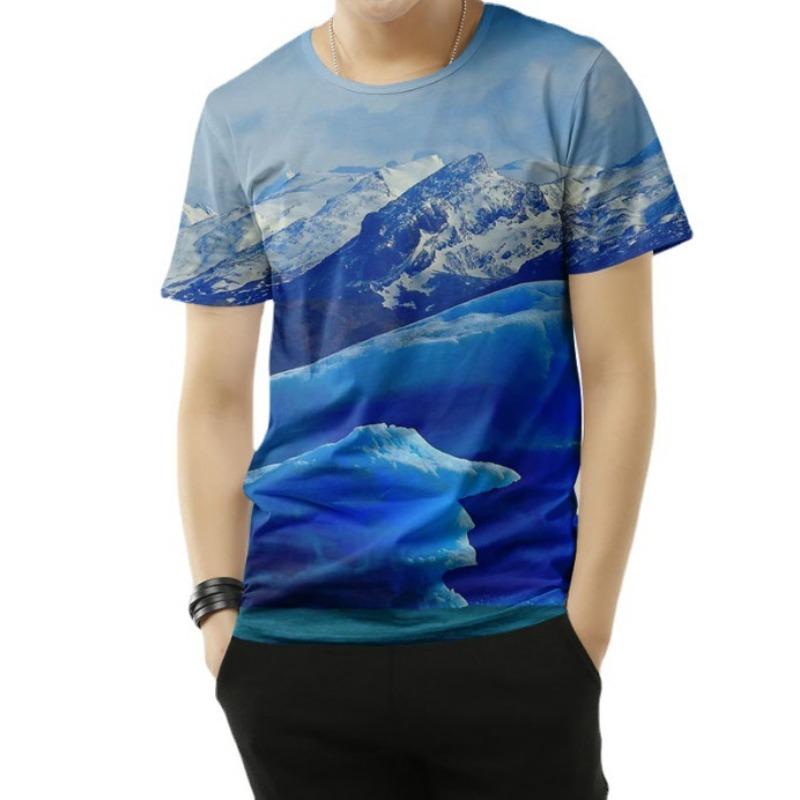 

Summer Fresh New Glacier Short Sleeved 3D Printed Loose T-shirt Men s T-shirt 6XL