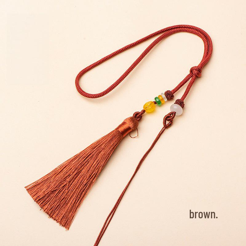 Ensemble de suspension : Corde de poignet avec pendentif en jade et pompons Macaron multicolores & Sachet à encens