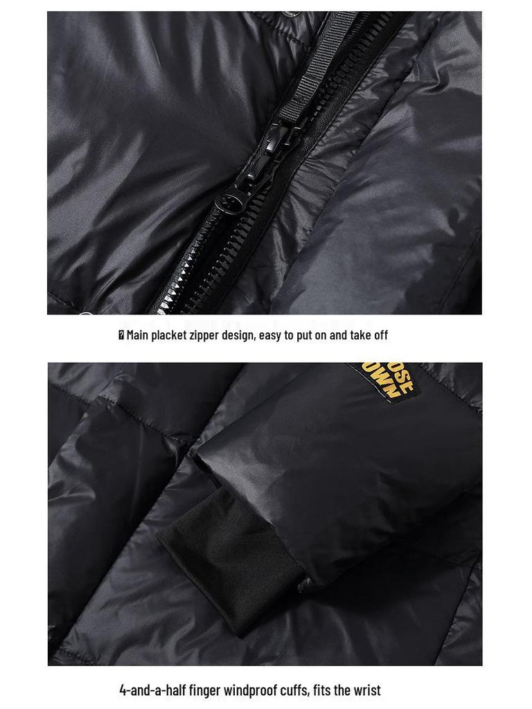 Black Gold Hooded Men's Goose Down Jacket - Thickened, Warm, Cold-Proof Winter Coat