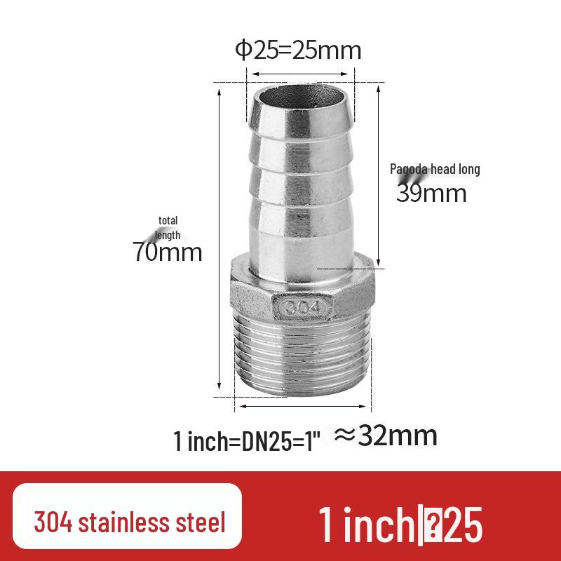 304 Stainless Steel Hex Male Thread Pagoda Fitting for Water/Air Hose