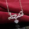 925 Sterling Silver AAA Zircon Heart-shaped Love Necklace Wedding Charm Jewelry