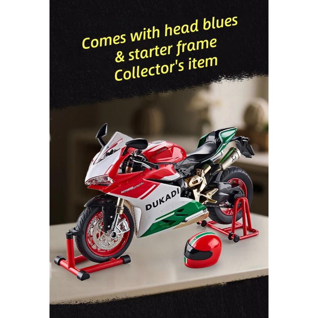 1/9 Ducati 1199 Panigale Alloy Sports Motorcycle Model Diecast Track Racing Motorcycle Model with Spray Sound Light Kids Toys