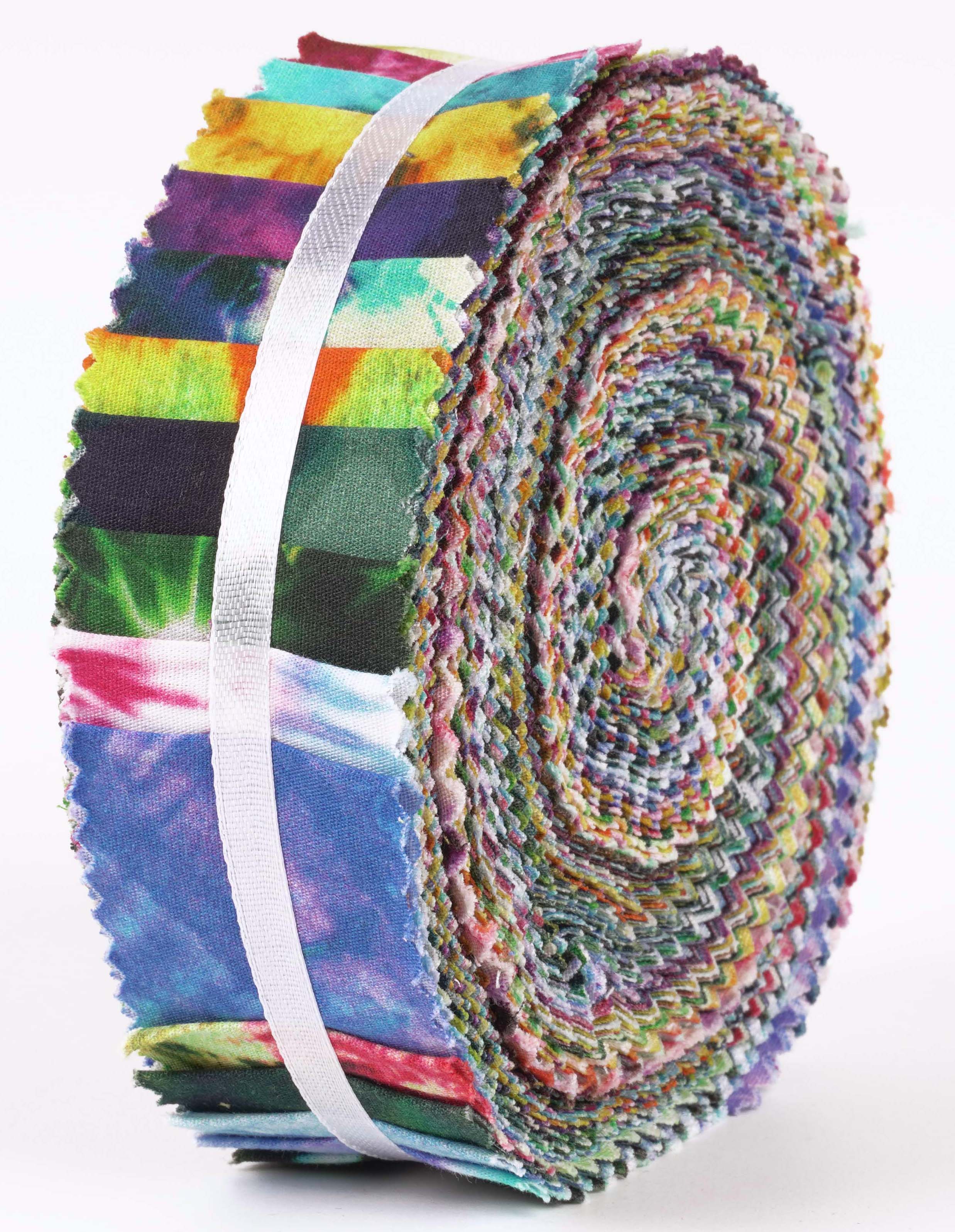 

Soimoi, 40 шт. бавовняної тканини з принтом Tie Dye для стьобання, 2,5x42 дюйма, желейний рулон - 1.5x42inches різнокольоровий