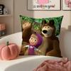 PopCartoon To Accompany MMasha And BBearsS Cushion Cover Pillowcase Short Plush Invisible zipper Room Sofa Cushion Cover
