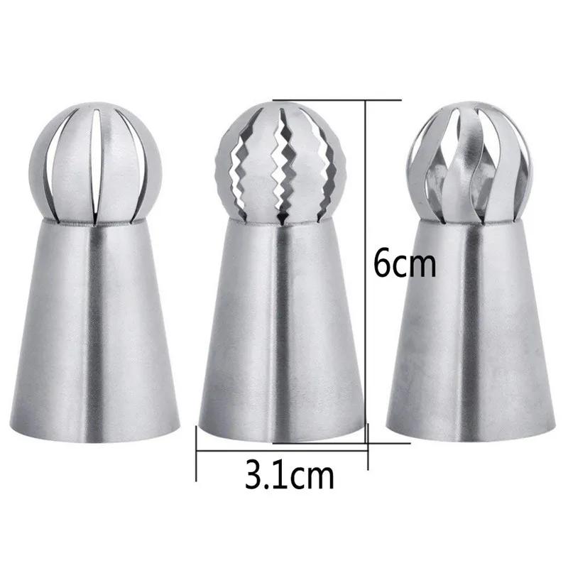 Hot 3Pcs Stainless Steel Pastry Tip Torch Icing Nozzle Tips For Frosting Cupcake Cake Decorating Puff Making Baking Kitchen Tool