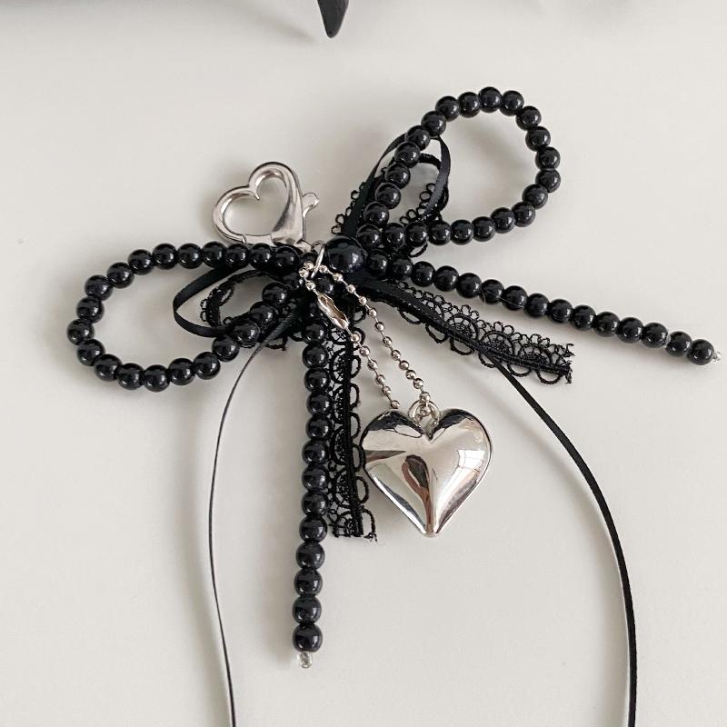 

Y2K Korean Sweet Imitation Pearl Lace Bow Keychain Trendy Keyring Ins Aesthetic Key Holder For Girl Bag Pendant Accessories
