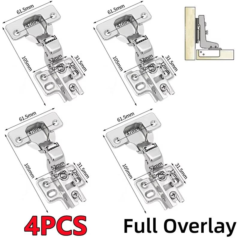 ZEXEF 1-4PCS Cabinet Hinges Stainless Steel Hydraulic Door Hinge Damper Buffer Soft Closing for Kitchen Cupboard Furniture