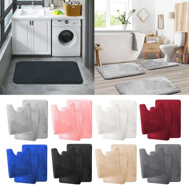 Set of 3 Bathroom Rugs Super Absorbent Nonslip Foot Mats European Shower Mat