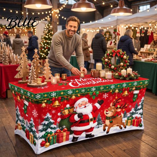 Reusable Table Cover Rectangular Protector 6FT 8FT Cover 4FT Christmas Stretch Gingerbread House Milk Silk