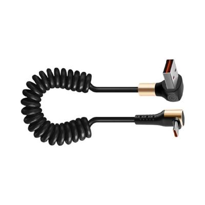 Smooth Spring Design USB To Type C Fast Power Cable 90 Degree Angled End Strong Construction for Phones and Devices
