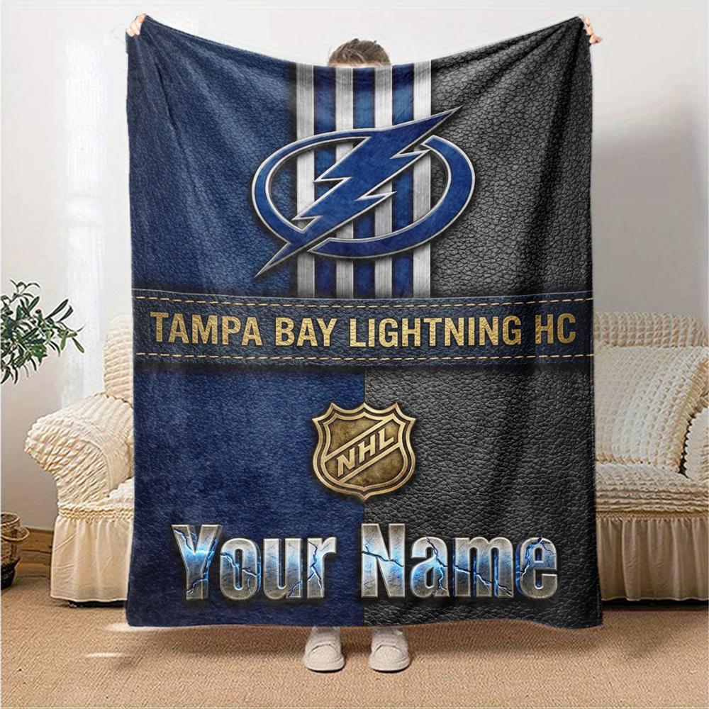 Name Custom Tampa Bay Lightning Print Flannel Blanket High Quality Warm Comfortable Cover for All Seasons Perfect for Gifts Home Decor