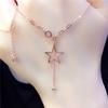 Color Gold French Hollow Star Set Chain Bead Pendant Mori-Plated Rose Gold Exquisite Necklace