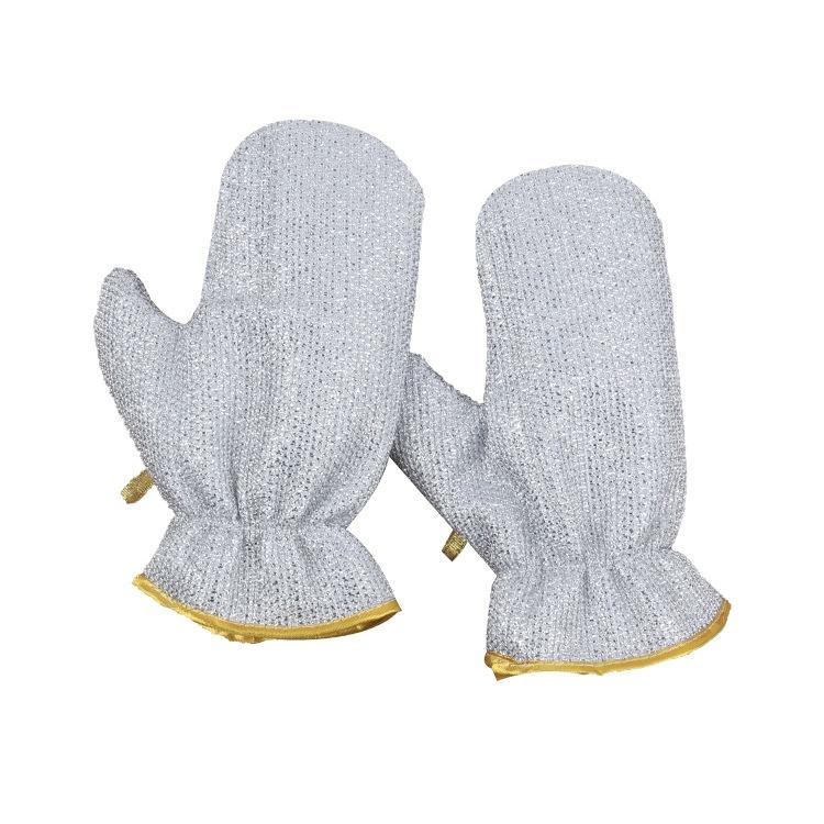 Steel Wire Dishwashing Gloves Kitchen Housework Cleaning Durable Waterproof Brush Bowl Non-Steel Wire Ball Anti-scalding Heat-insulating Brush Gloves