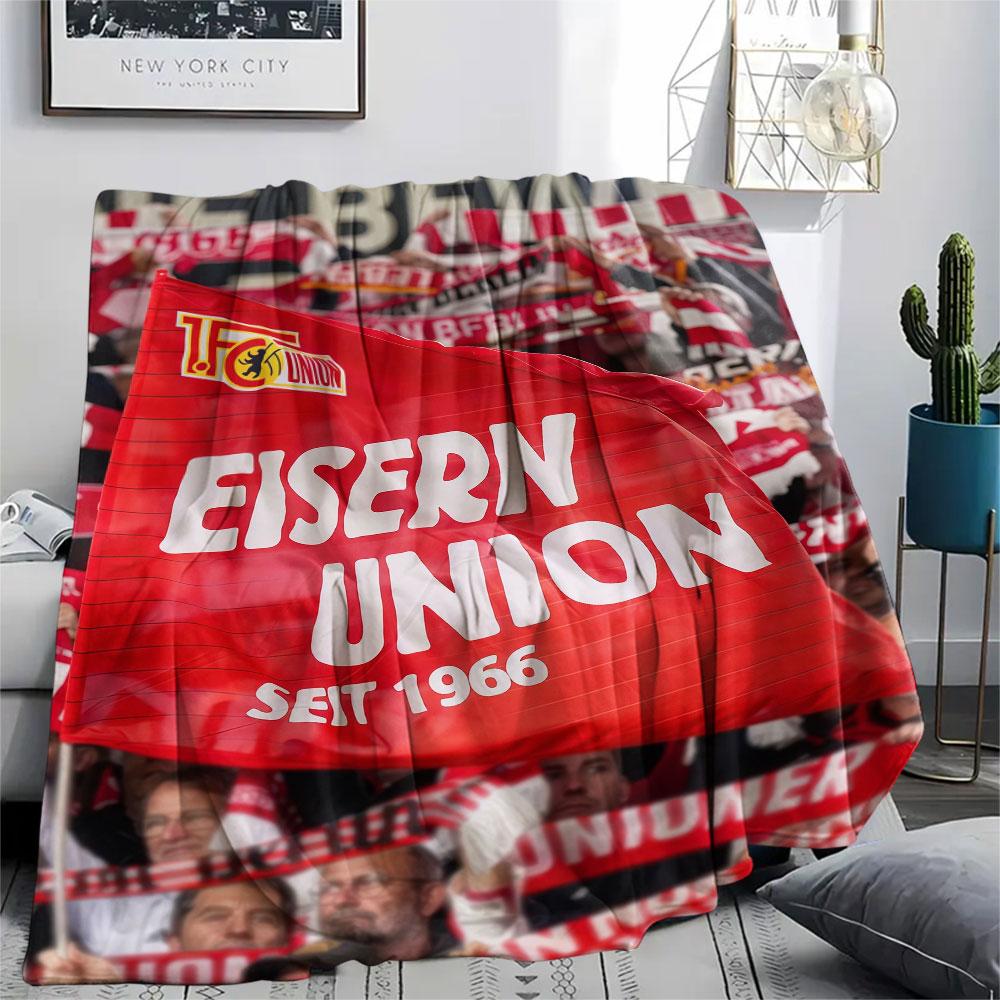 Union Berlin Logo Aufgedruckte Flanelldecke, weicher Überwurf für Schlafzimmer Sofa, waschbar, Fanartikel, tolles Geschenk.