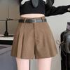 Women's Autumn Winter High-Waisted Corduroy A-Line Pleated Skirt Trousers Trendy Plus Size Versatile Slimming Shorts Skirts