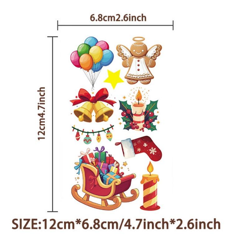 10pcs Christmas Tattoo Stickers Treat Kids Gifts Santa Elk Snowman Xmas Christmas Party Favor Waterproof Tattoos Stickers Gifts