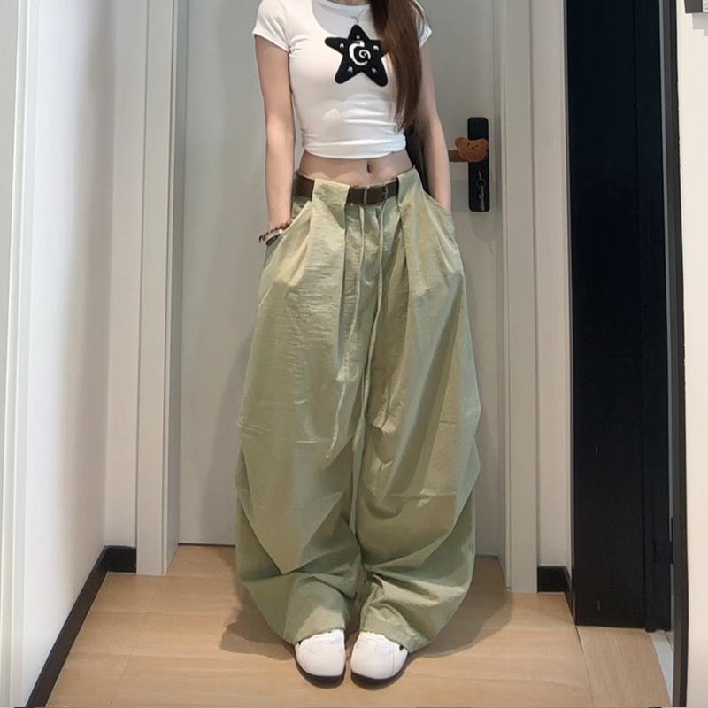 Design-sensual White Casual Pants for Women In Summer New High-waisted Scimitar Wide-leg Pants Draped and Versatile Floor Pants
