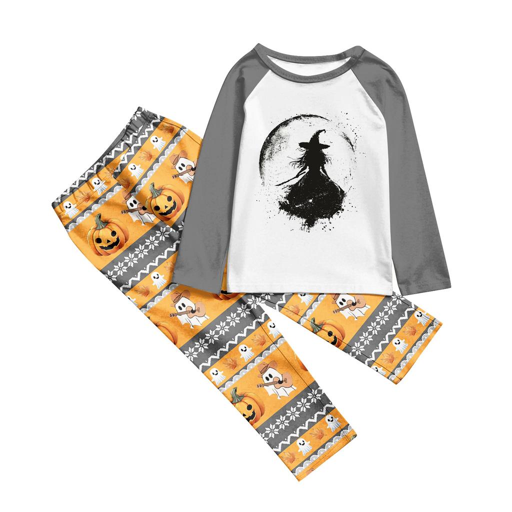 Halloween Tag Drucke Familie Passend Langarm Tops+Hosen Set Familie Passende Sets