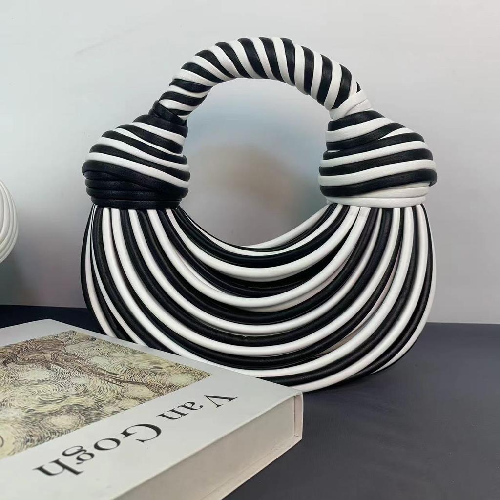 Personalized Woven Noodle Bag, Hand-woven Rope Knot Bag, Niche Knotted Bread and Dumplings, Cloud-shaped Hand-held Crossbody Bag