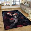 Totenkopf Totes Mädchen 3D Gothic Horror Weiblich Rose Teppich für Wohnzimmer Schlafzimmer Dekoration, Rutschfeste Dekoration für Sofa Fußmatte Geschenk