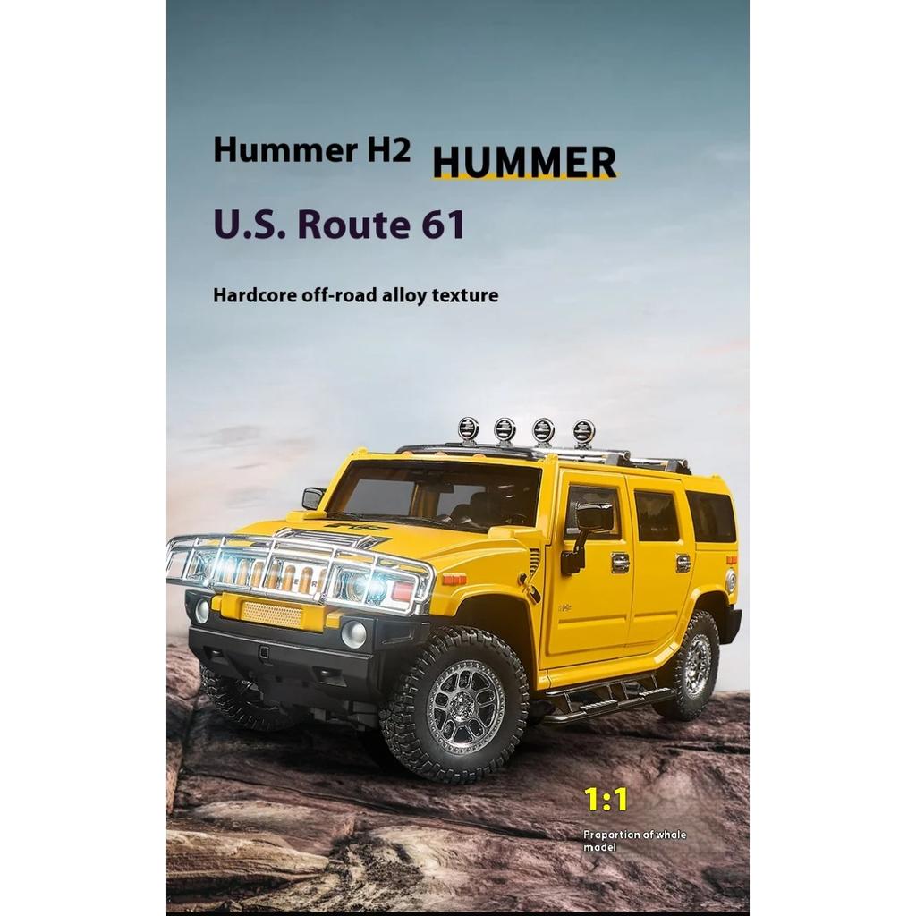 1/18 HUMMER H2 Highway 61 Off Road SUV Alloy Metal Diecast Model Car Home Trendy Desktop Display Ornament Birthday Gifts Present