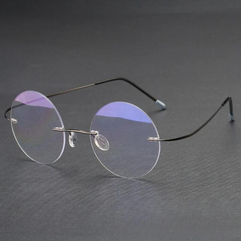Men Rimless Reading Glasses Retro Women Presbyopic Eyewear Smart Phone Anti Fatigue Blue Light Blocking Eyeglasses Round Frame