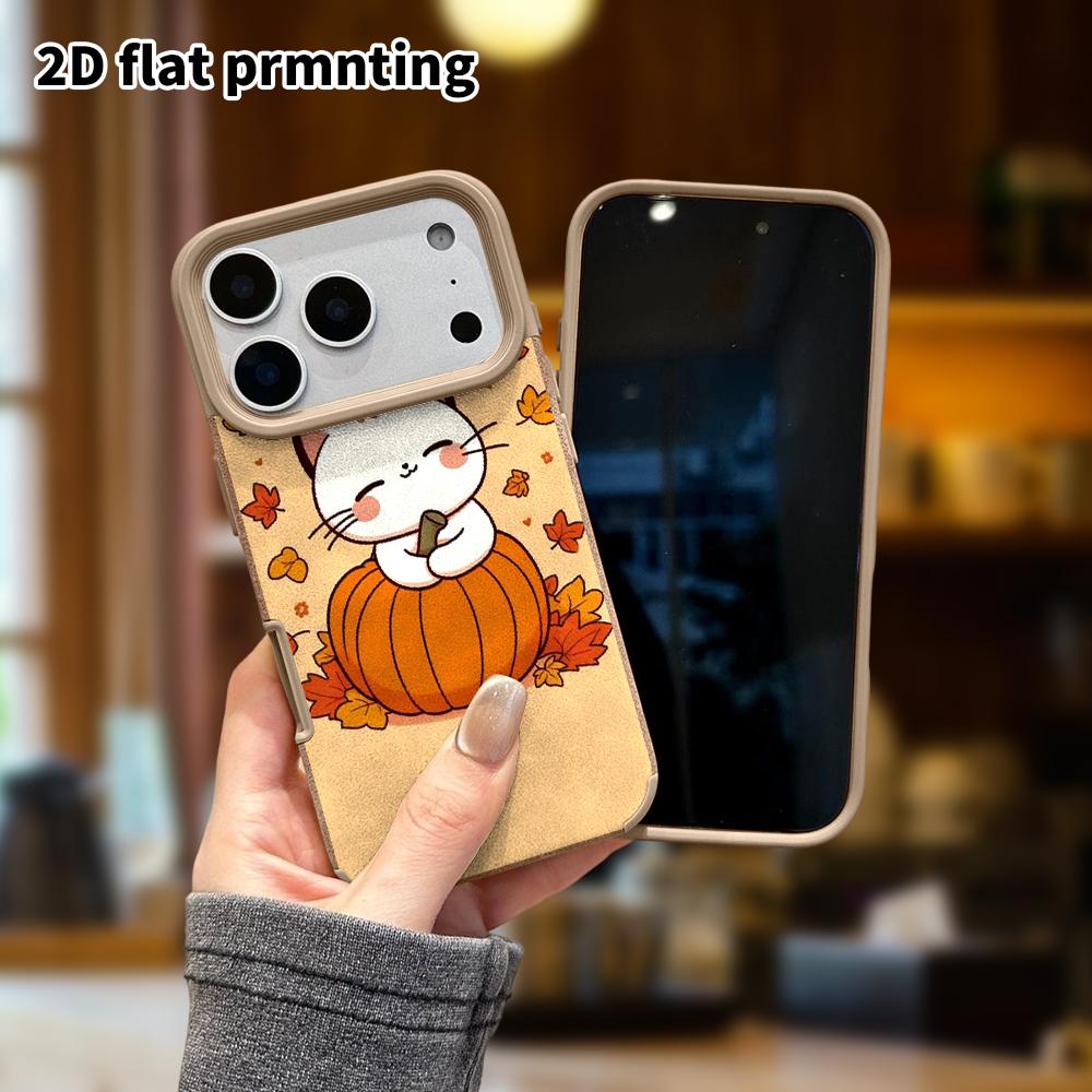 Phone Case: Lambskin 2D Flat Samsung Galaxy A34 A35 M05 M06 S20 S22 S21 FE Plus 5G Protective Case, Little Pumpkin Cat, Christmas and Halloween Gift