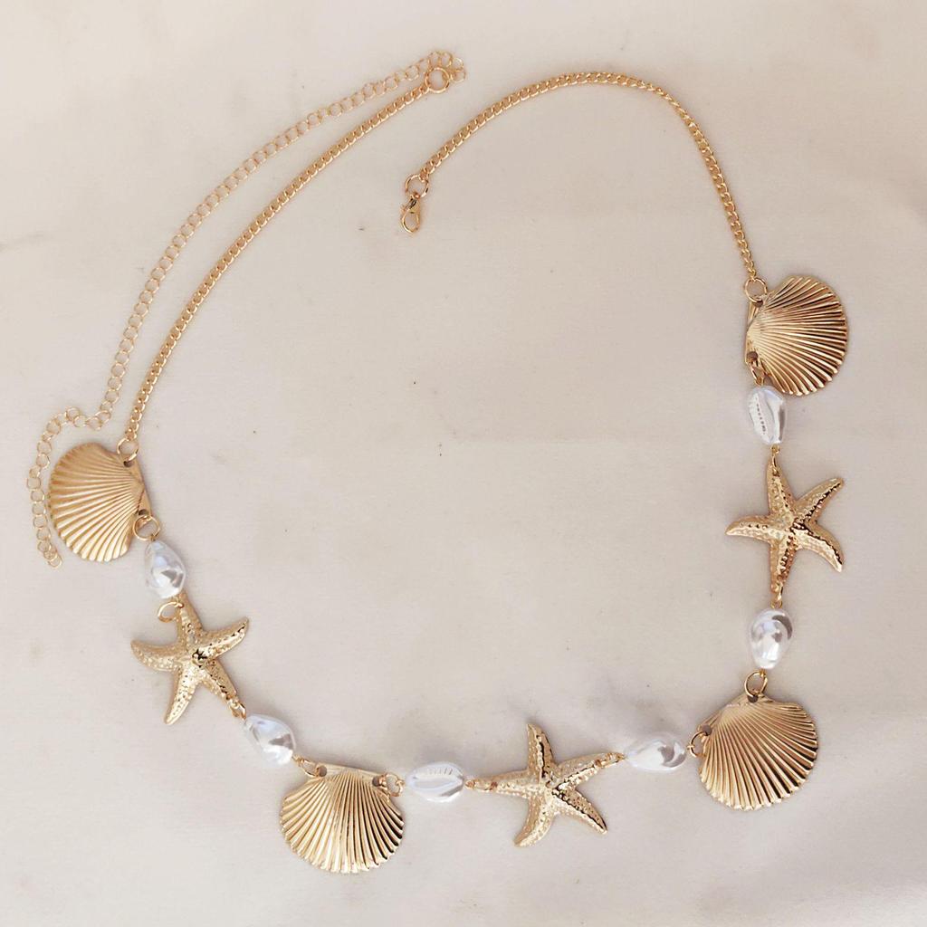 European & American Beach Resort Pearl and Starfish Waist & Body Chain