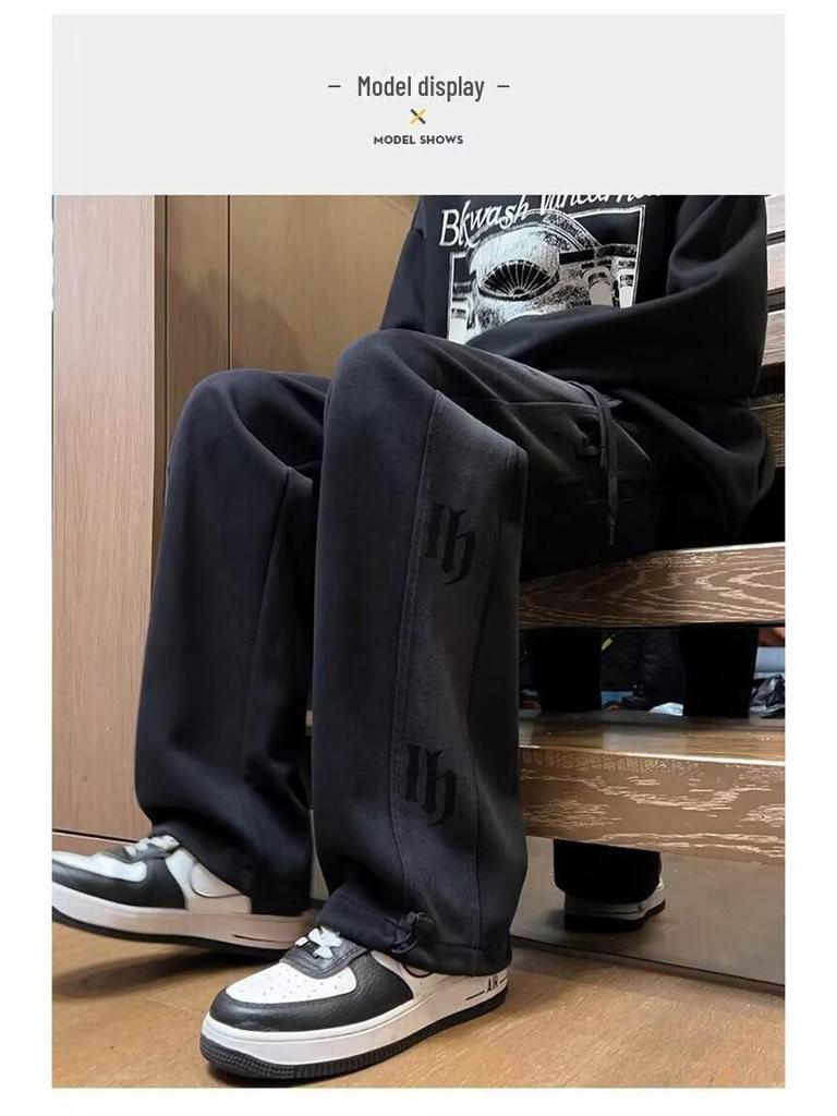 Tenåringsgutters pluss fløyel fortykkede sportsjoggebukser med vide ben for høst og vinter