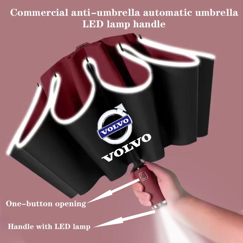 Auto LED Licht Regenschirm Automatisches Falten Winddichter Sonnenschirm für Volvo XC60 S90 XC90 S60 XC40 V60 V90 Volvo Zubehör