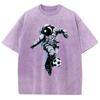 Astronaut Football T Shirts Unisex Fit Washed Tees Men Women Casual Short Sleeve T-shirts Cotton Oversized T-shirt