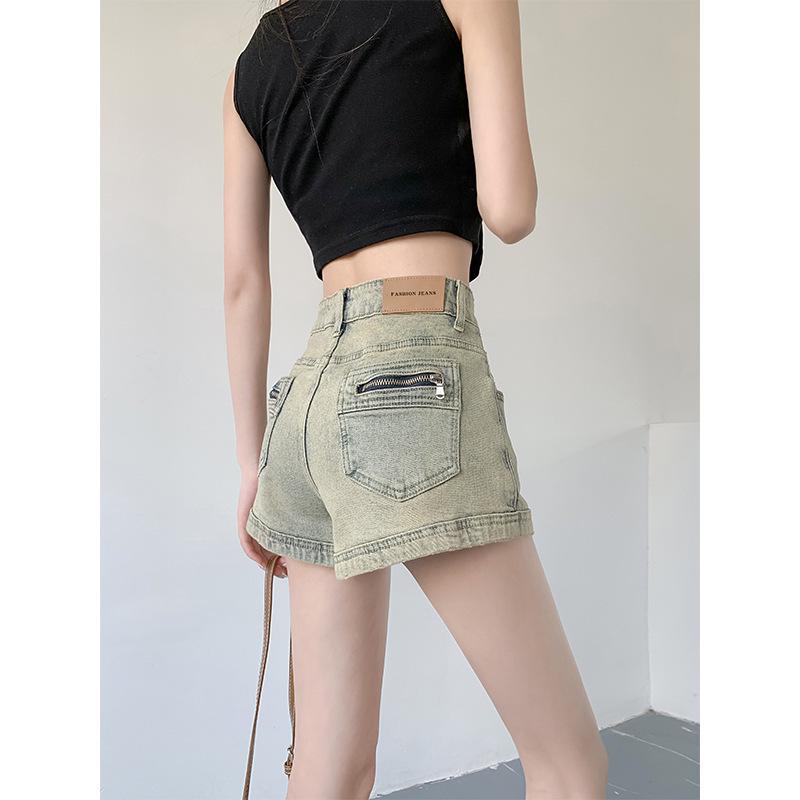 

2025 Spicy Girl High Waist Retro Wide Leg Denim Shorts for Women - Summer Slimming A-line Super Short Hot Pants Medium