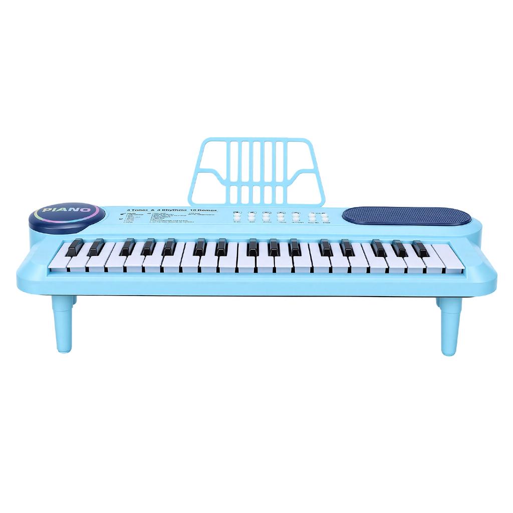 37 Tasten Kinder Keyboard Klavier mit Mikrofonständer Musikspielzeug Tragbares Elektronisches Klavier für Früherziehung Blau