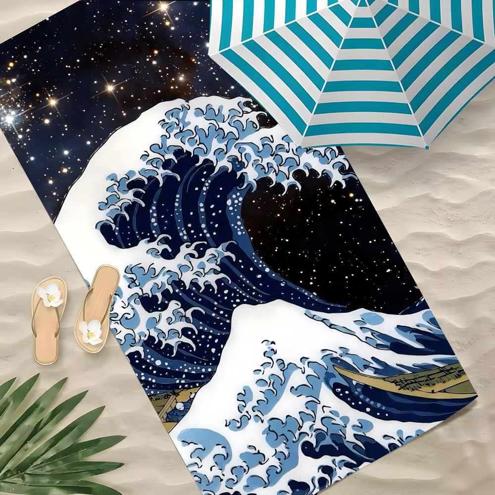 Arte La Grande Onda di Kanagawa Asciugamano Poliestere Asciugamano da Spiaggia Asciugatura Rapida Senza Sabbia Asciugamano da Bagno per Estate Piscina Viaggio Vacanza