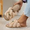 Women'S Minimalist Stylish Indoor Home Comfortable Silent Warm Soft-Soled Open-Toe Slide Slippers