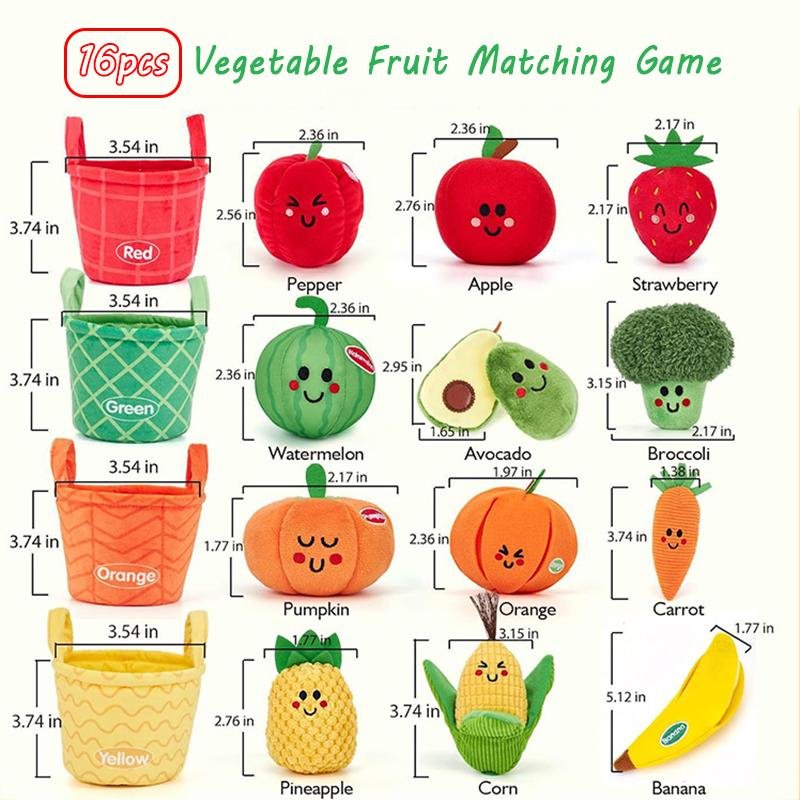 Montessori Fruit Colore Sorting Game Baby Simulation Carrot Plucking Plush Toy Vegetable Shape Matching Picking Play SensoryToy