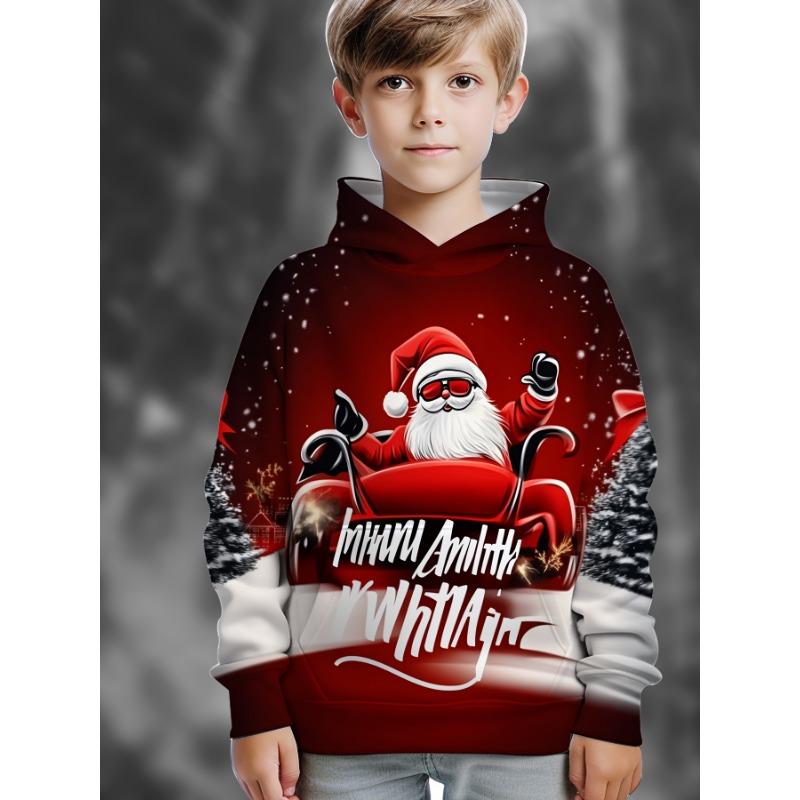 Kids Clothes Boys Hoodies Long Sleeve 3D Santa Claus Print Children Spring Fall Clothes Stylish Christmas Party Girl Clothes Top