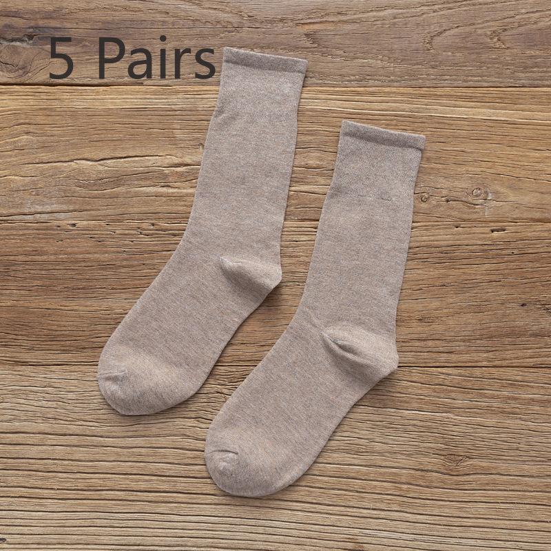 

5 пар женских осенних трендовых высоких носков с ворсом однотонного цвета 5 Pairs темные хаки