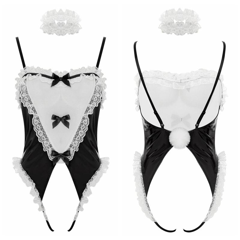 Women Sexy Maid Outfit Bunny Costume Anime Cosplay Suit Teddy Bodysuit Dress Up Party Lingerie Nightwear Pole Dance Show Kawaii