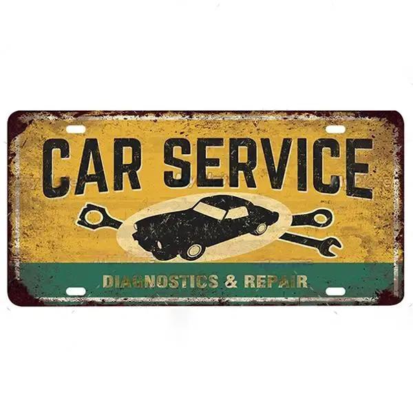 FJ Vintage Garage Metal Signs Decor Tin Sign License Plate Decoration Man Cave Plaque Home Wall