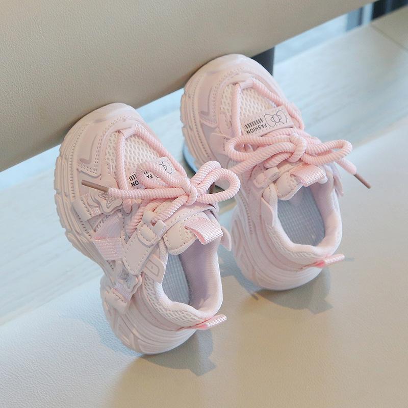 Girls Mesh Breathable Chunky Sneakers Lightweight Sweet Casual Shoes For Kindergarten Spring Autumn Outdoor Running Trainers