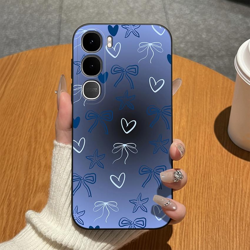 For Vivo Y31 Y31D Y31S 4G 5G Phone Case Gradient Bow Heart Matte Silicone Anti Fingerprint Cover For Vivo Y 31 Top Quality Funda