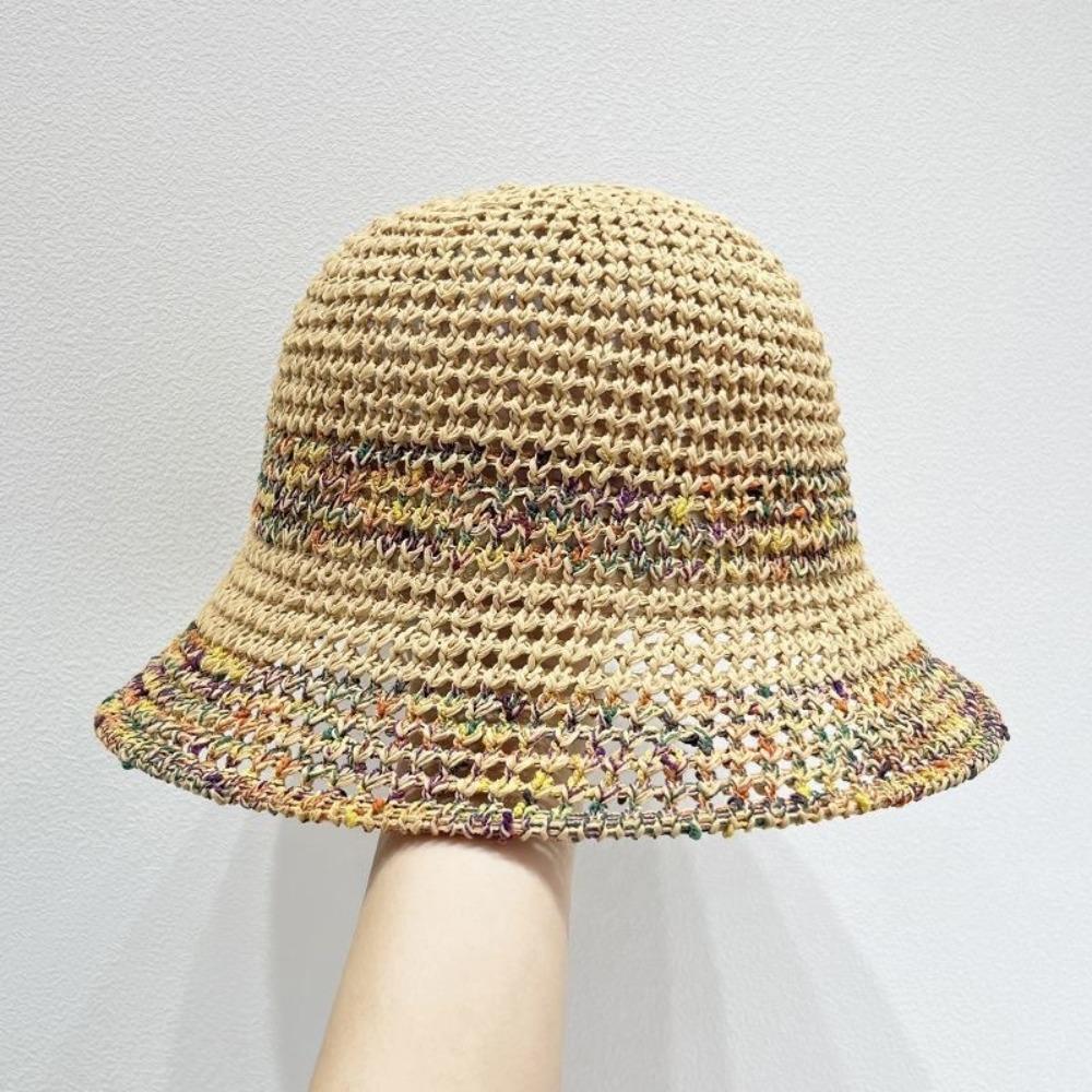 Woven Straw Bucket Hat Adjustable Fisherman Hat Fashion Beach Sun Hat Summer